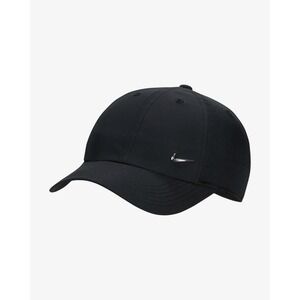Nike Metal Chrome Swoosh Black Baseball Golf Cap Hat Kids Youth One Size